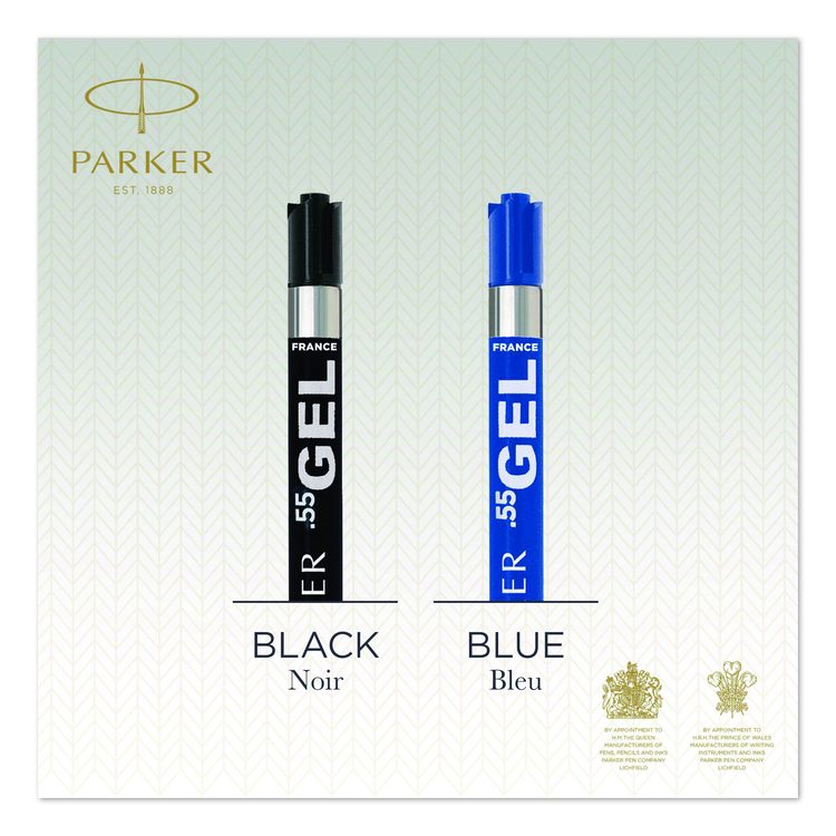 Refill for Parker Retractable Gel Ink Roller Ball Pens, Medium Conical Tip, Black Ink, 2/Pack