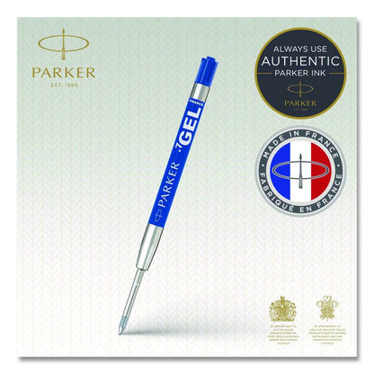 Refill for Parker Retractable Gel Ink Roller Ball Pens, Medium Conical Tip, Blue Ink, 2/Pack