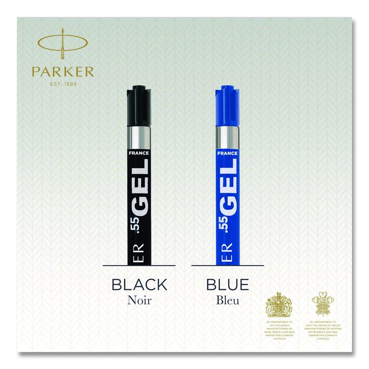 Refill for Parker Retractable Gel Ink Roller Ball Pens, Medium Conical Tip, Blue Ink, 2/Pack
