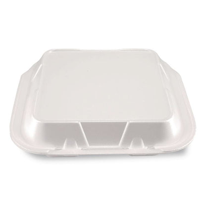 Foam Hinged Lid Containers, 9 x 9 x 3, White, Foam, 200/Carton