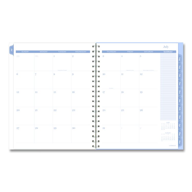 Dewdrop Academic Weekly Monthly Planner, Watercolor Floral, Blue/Gray/Purple Cover, 12-Month (July to June): 2025 to 2026