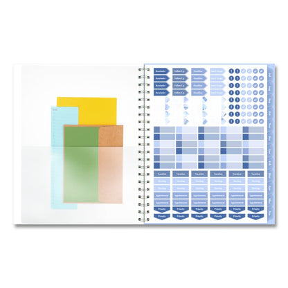 Dewdrop Academic Weekly Monthly Planner, Watercolor Floral, Blue/Gray/Purple Cover, 12-Month (July to June): 2025 to 2026