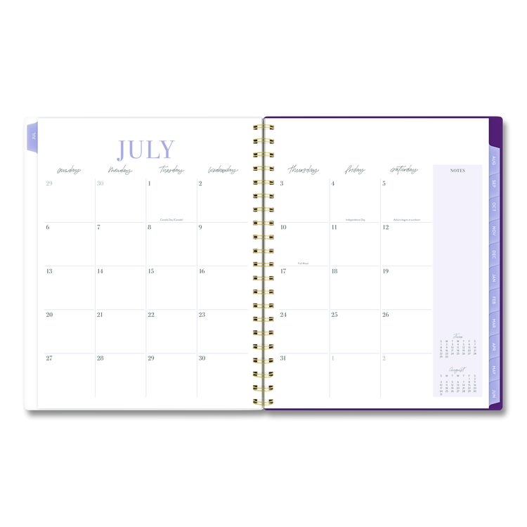 Leah Bisch Petite Floral Academic Weekly Monthly Planner, 11 x 8.5, Purple/Green Cover, 12-Month (July to June): 2025 to 2026