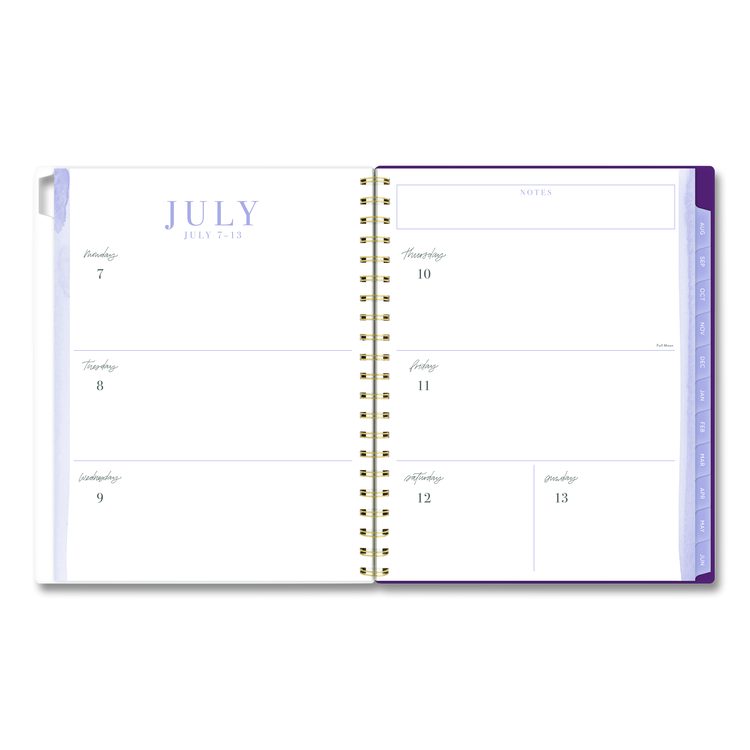 Leah Bisch Petite Floral Academic Weekly Monthly Planner, 11 x 8.5, Purple/Green Cover, 12-Month (July to June): 2025 to 2026