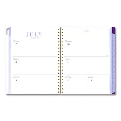 Leah Bisch Petite Floral Academic Weekly Monthly Planner, 11 x 8.5, Purple/Green Cover, 12-Month (July to June): 2025 to 2026