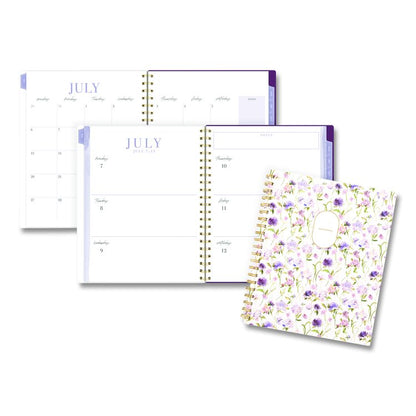 Leah Bisch Petite Floral Academic Weekly Monthly Planner, 11 x 8.5, Purple/Green Cover, 12-Month (July to June): 2025 to 2026