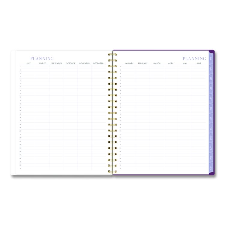 Leah Bisch Petite Floral Academic Weekly Monthly Planner, 11 x 8.5, Purple/Green Cover, 12-Month (July to June): 2025 to 2026