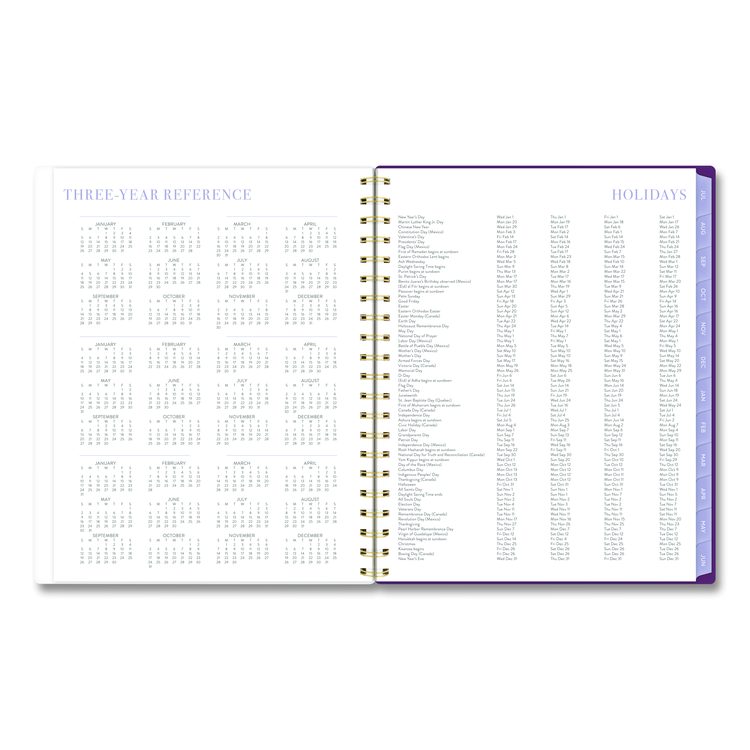 Leah Bisch Petite Floral Academic Weekly Monthly Planner, 11 x 8.5, Purple/Green Cover, 12-Month (July to June): 2025 to 2026