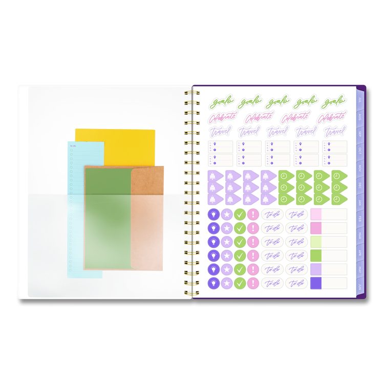 Leah Bisch Petite Floral Academic Weekly Monthly Planner, 11 x 8.5, Purple/Green Cover, 12-Month (July to June): 2025 to 2026