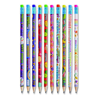 Pencils Motivational Classpack, #2 Black Lead, Assorted Barrels, 10 Designs, 250 Pencils/Set