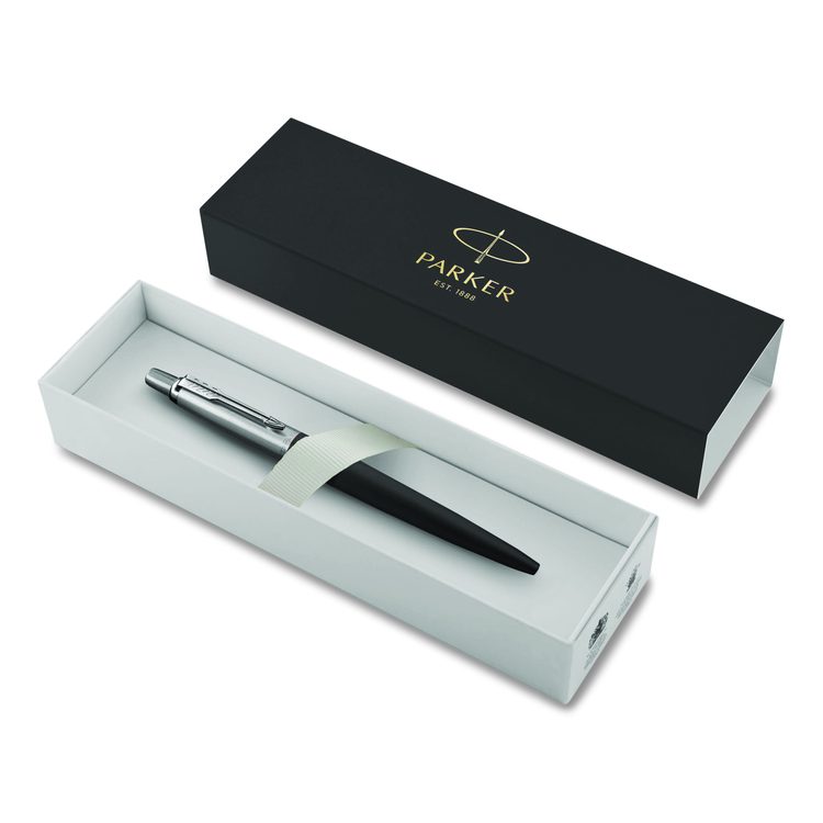 Jotter Bond Street Ballpoint Pen, Retractable, Medium 1 mm, Blue Ink, Black/Chrome Barrel