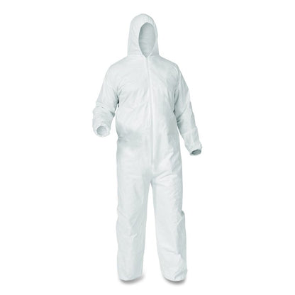 KGA35 Liquid and Particle Protection Coveralls, Elastic Wrists, Ankles and Hood, 4X-Large, White, 25/Carton