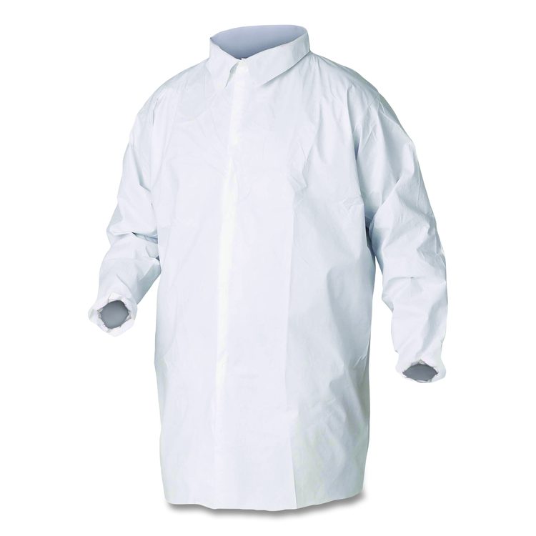 A40 Lab Coats, Elastic Wrists, No Pocket, Medium, White, 30/Carton