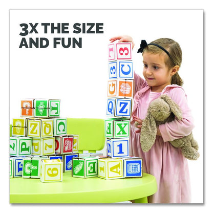 At Play 123 ABC Learning Blocks, Corrugated Board, 3" x 3" x 3", Assorted Colors, 50/Pack