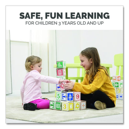 At Play 123 ABC Learning Blocks, Corrugated Board, 3" x 3" x 3", Assorted Colors, 50/Pack