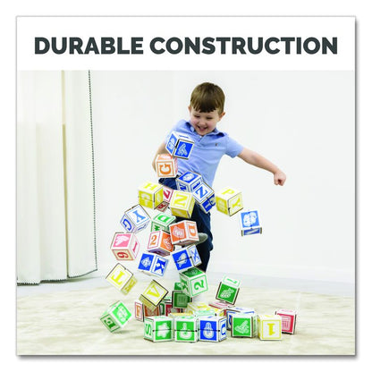 At Play 123 ABC Learning Blocks, Corrugated Board, 3" x 3" x 3", Assorted Colors, 50/Pack