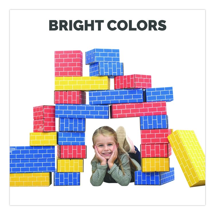 At Play Cardboard Building Block, 32-ECT Corrugated Board, Assorted Sizes and Colors, 40/Pack