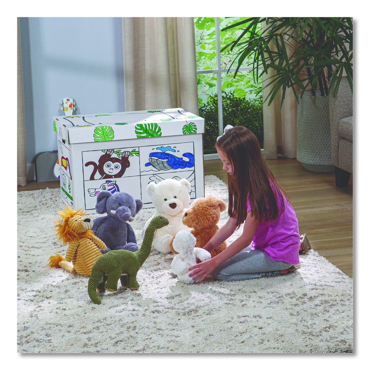 At Play Color in Toy Box, Animal Design, 1 Section, 39.27 gal, 5.25 Cu Ft, 28" x 18" x 18", White/Black
