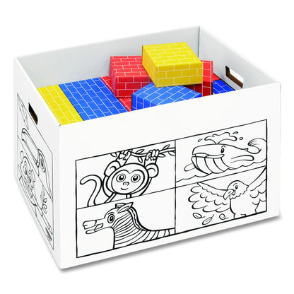 At Play Color in Toy Box, Animal Design, 1 Section, 39.27 gal, 5.25 Cu Ft, 28" x 18" x 18", White/Black