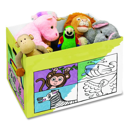 At Play Color in Toy Box, Animal Design, 1 Section, 39.27 gal, 5.25 Cu Ft, 28" x 18" x 18", White/Black