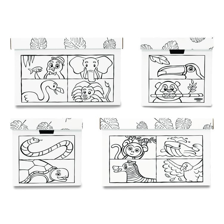 At Play Color in Toy Box, Animal Design, 1 Section, 39.27 gal, 5.25 Cu Ft, 28" x 18" x 18", White/Black