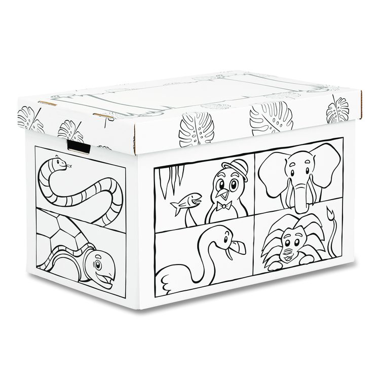 At Play Color in Toy Box, Animal Design, 1 Section, 39.27 gal, 5.25 Cu Ft, 28" x 18" x 18", White/Black