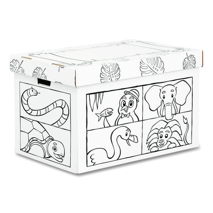 At Play Color in Toy Box, Animal Design, 1 Section, 39.27 gal, 5.25 Cu Ft, 28" x 18" x 18", White/Black