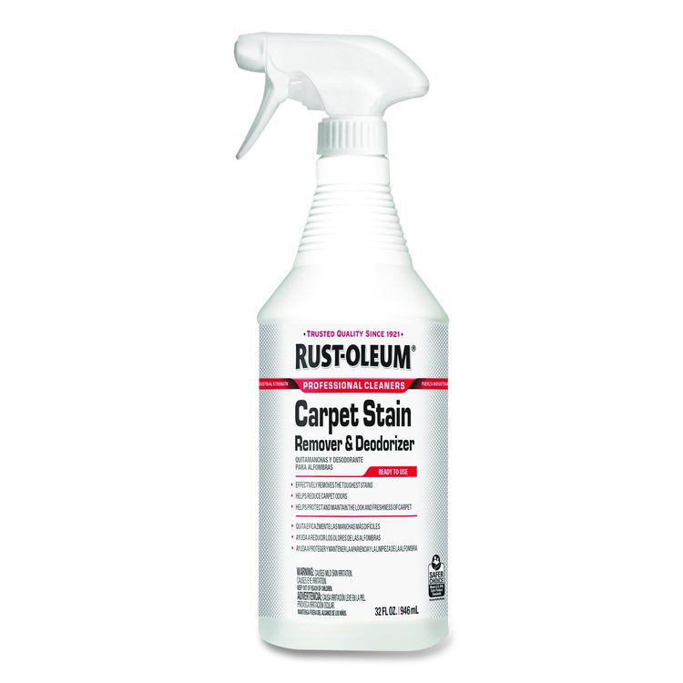 Professional Carpet Stain Remover Plus Deodorizer, Lemon Scent, 32 oz Spray Bottle, 6/Carton
