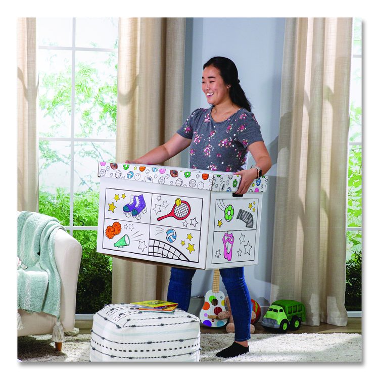 At Play Color in Toy Box, Sports Design, 1 Section, 39.27 gal, 5.25 cu ft, 28" x 18" x 18", White/Black