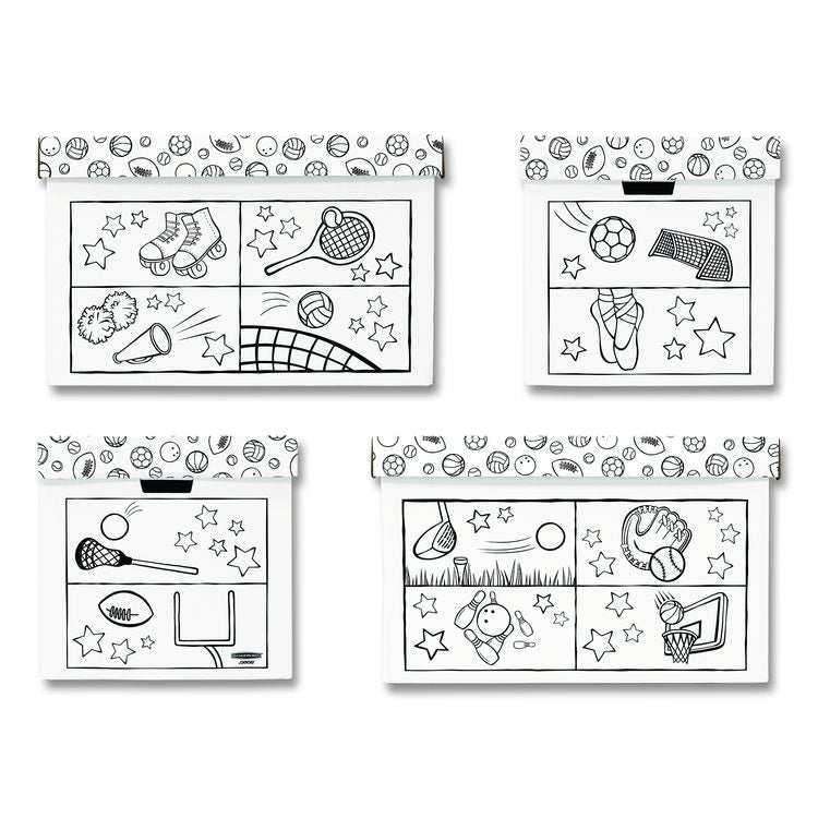 At Play Color in Toy Box, Sports Design, 1 Section, 39.27 gal, 5.25 cu ft, 28" x 18" x 18", White/Black