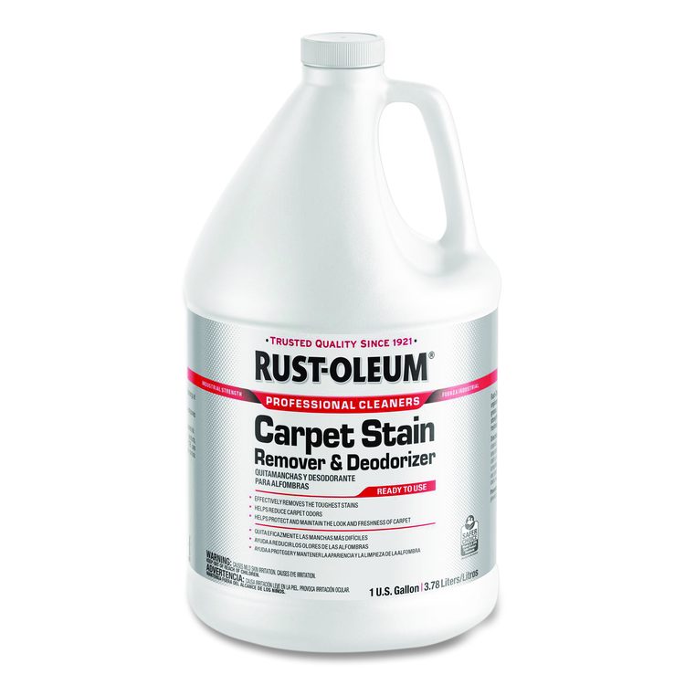 Professional Carpet Stain Remover Plus Deodorizer, Lemon Scent, 1 gal Jug, 4/Carton