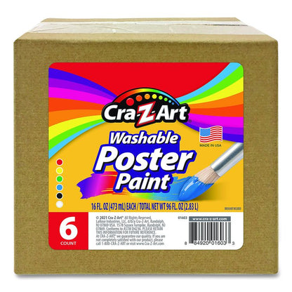 Washable Kids Paint, Assorted Colors, 16 oz Bottle, 6/Pack