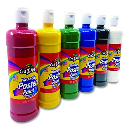Washable Kids Paint, Assorted Colors, 16 oz Bottle, 6/Pack