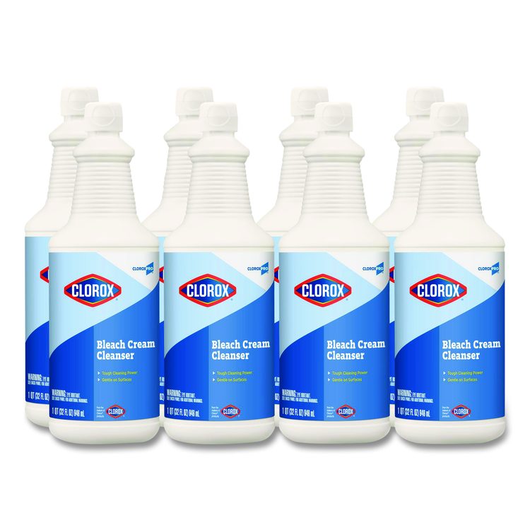 CloroxPro Bleach Cream Cleanser, 32 oz Bottle, 8/Carton