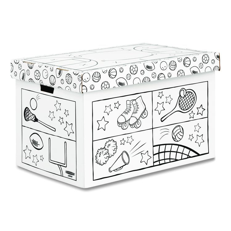 At Play Color in Toy Box, Animal Design, 1 Section, 39.27 gal, 5.25 Cu Ft, 28" x 18" x 18", White/Black