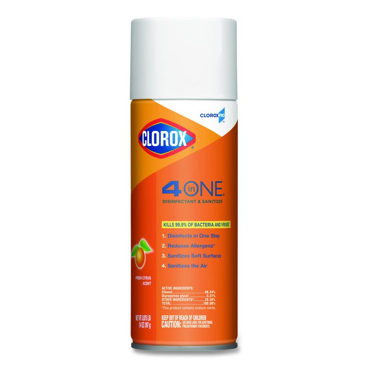 4-in-One Disinfectant and Sanitizer, Citrus Scent, 14 oz Aerosol Spray
