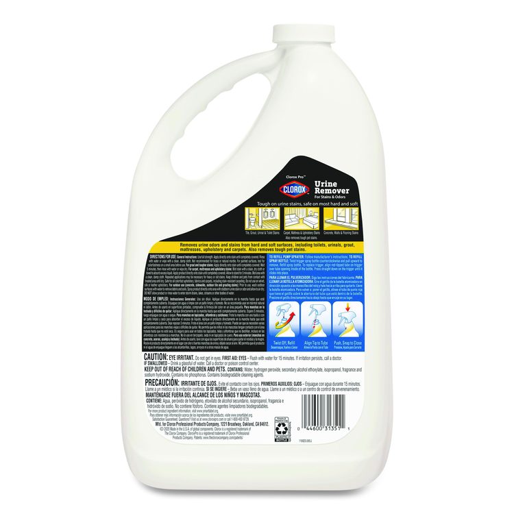 CloroxPro Urine Remover for Stains and Odors, Clean Floral Scent, 128 oz Refill Bottle