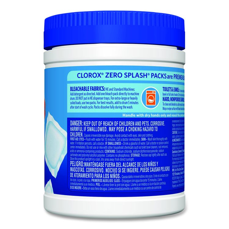 Zero Splash Bleach Packs, Regular Scent, 12 Packs/Canister, 6 Canisters/Carton