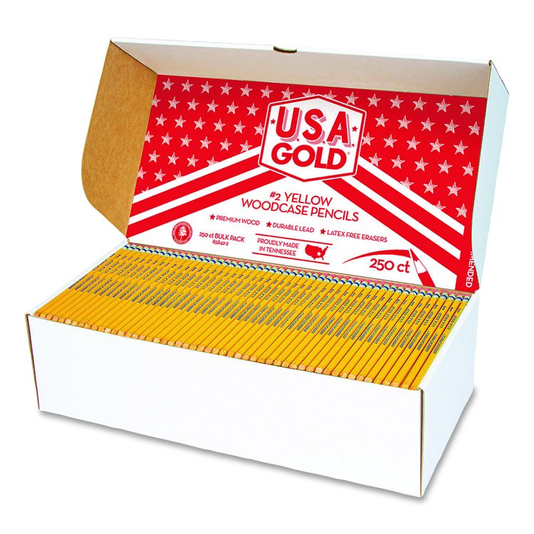 School Pencils, HB #2, Black Lead, Yellow Barrel, 250/Box