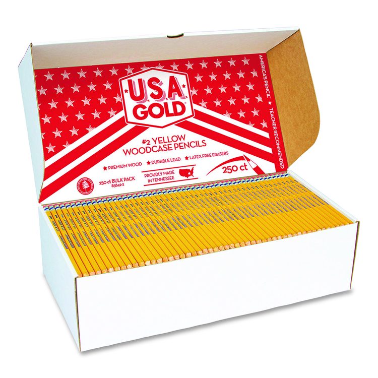 School Pencils, HB #2, Black Lead, Yellow Barrel, 250/Box