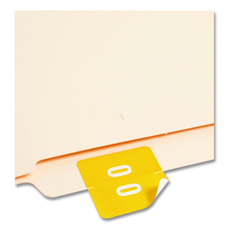 Numerical End Tab File Folder Labels, 0, 1.5 x 1.5, Yellow, 250/Roll