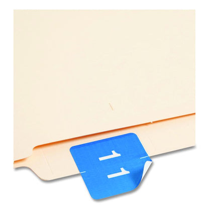 Numerical End Tab File Folder Labels, 1, 1.5 x 1.5, Light Blue, 250/Roll