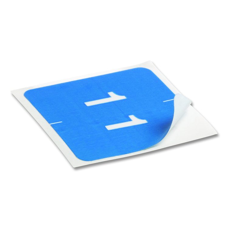 Numerical End Tab File Folder Labels, 1, 1.5 x 1.5, Light Blue, 250/Roll