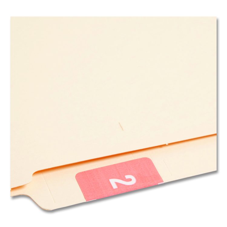 Numerical End Tab File Folder Labels, 2, 1.5 x 1.5, Pink, 250/Roll
