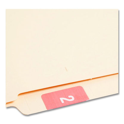 Numerical End Tab File Folder Labels, 2, 1.5 x 1.5, Pink, 250/Roll