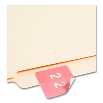 Numerical End Tab File Folder Labels, 2, 1.5 x 1.5, Pink, 250/Roll