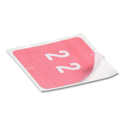 Numerical End Tab File Folder Labels, 2, 1.5 x 1.5, Pink, 250/Roll