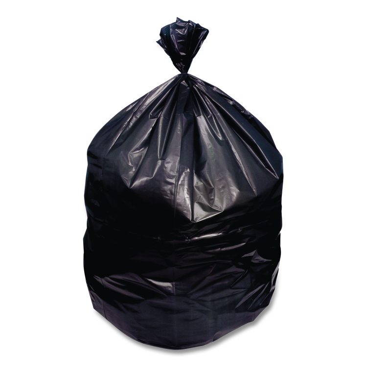 High-Density Waste Can Liners, 33 gal, 16 mic, 33 x 40, Black, Roll, 250/Carton