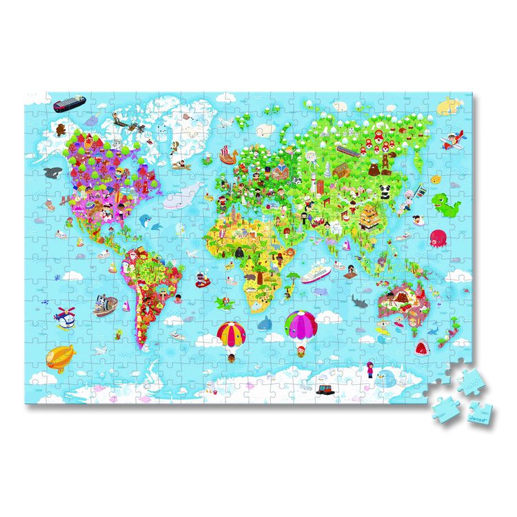 Cardboard Giant World Map Suitcase Puzzle, Grades 2 to 7, 300 Pieces