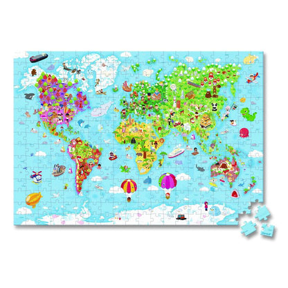 Cardboard Giant World Map Suitcase Puzzle, Grades 2 to 7, 300 Pieces
